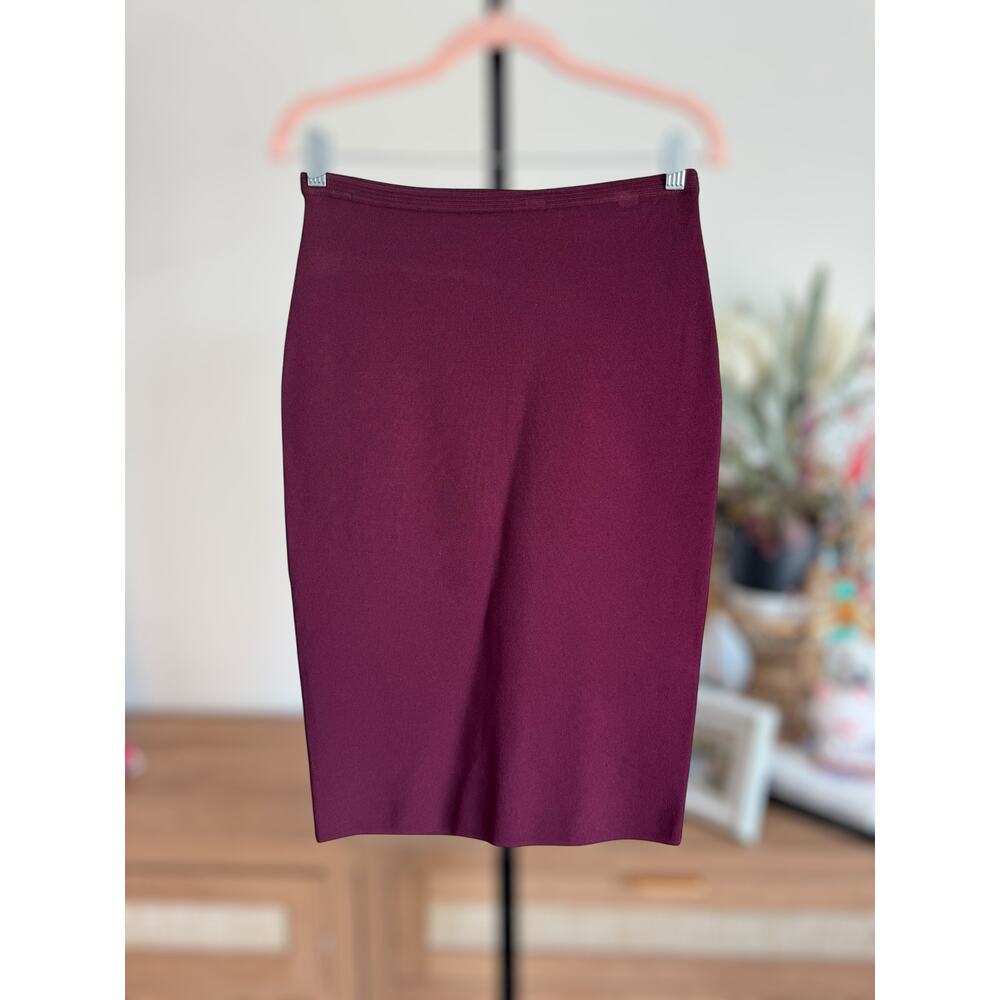 Diane Von Furstenberg Pull On High Waisted Pencil Skirt Maroon Womens Size Small